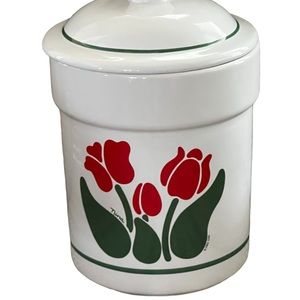 Vintage 1983 Nina red tulip ceramic canister. Kitchen decor